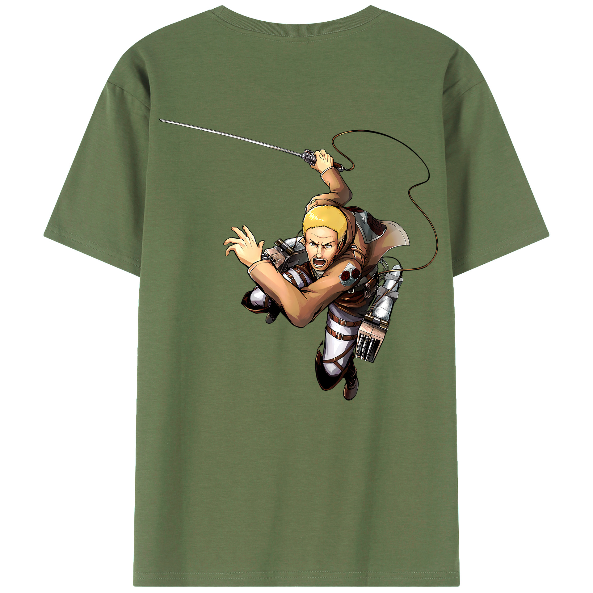 （画像用） 進撃の巨人 ハンネス Attack on Titan Hannes 綿100％ メンズ半袖Tシャツ（バックプリント） 通気性